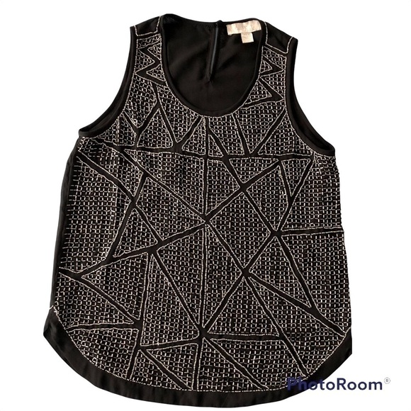 Olive & OAK Beaded sequin muscle shirt tank top. Fits oversized Small & Medium - Picture 1 of 12